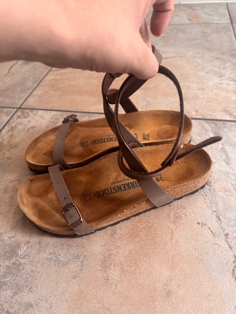 Birkenstock Brown Leather Strappy Sandals - Picture 3 of 4